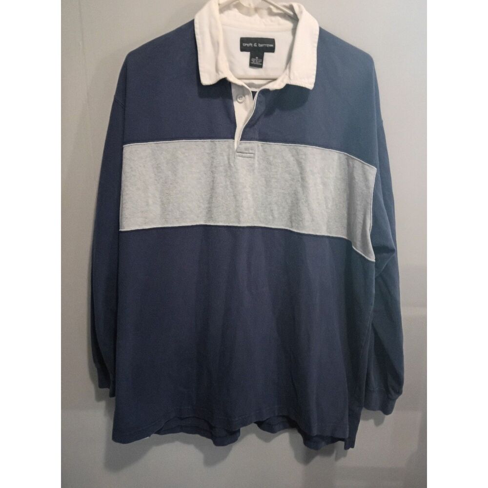 Croft & Barrow Shirt Medium Blue/Gray Rugby Style Polo Top Casual